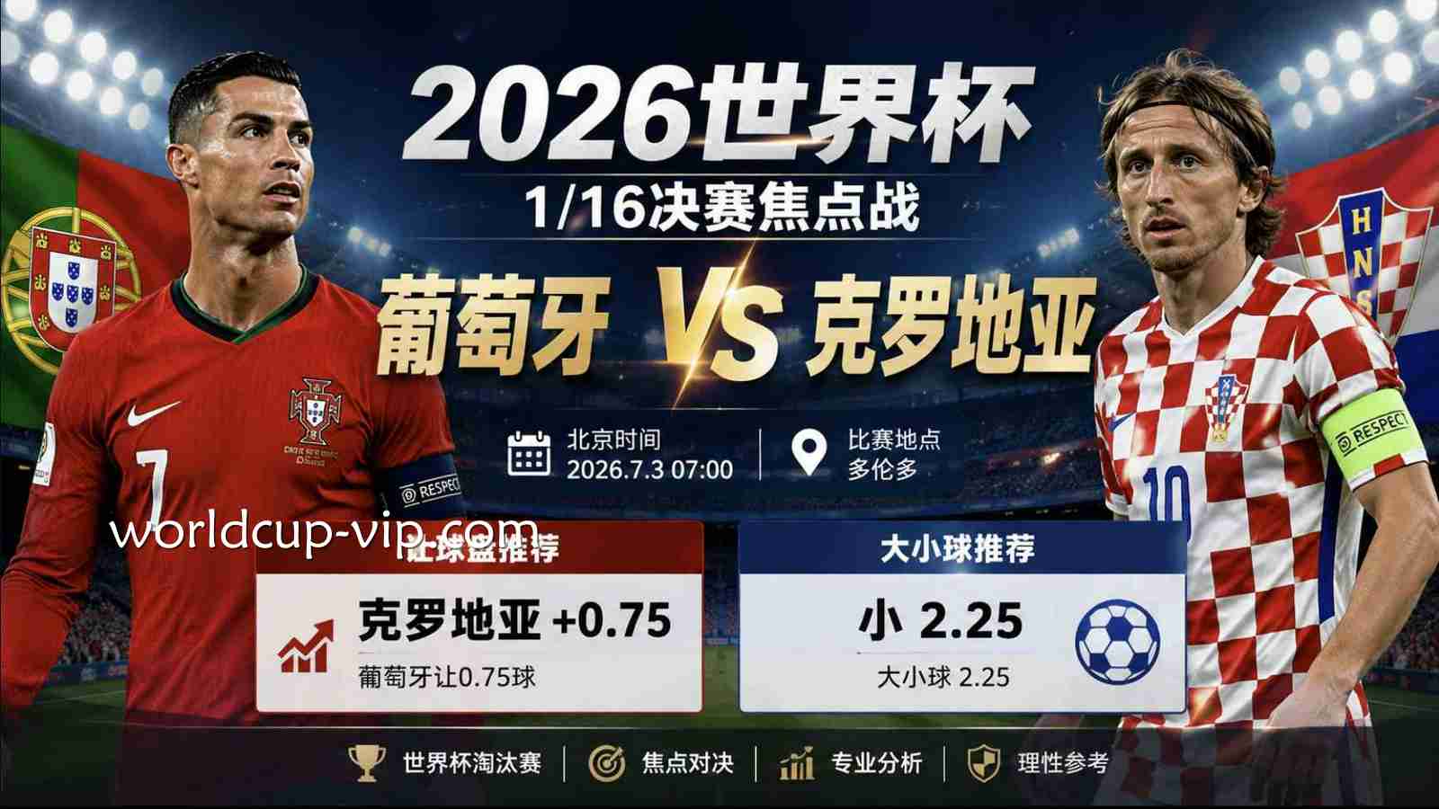 2026世界杯葡萄牙VS克罗地亚前瞻：让球盘、大小球最新预测推荐
