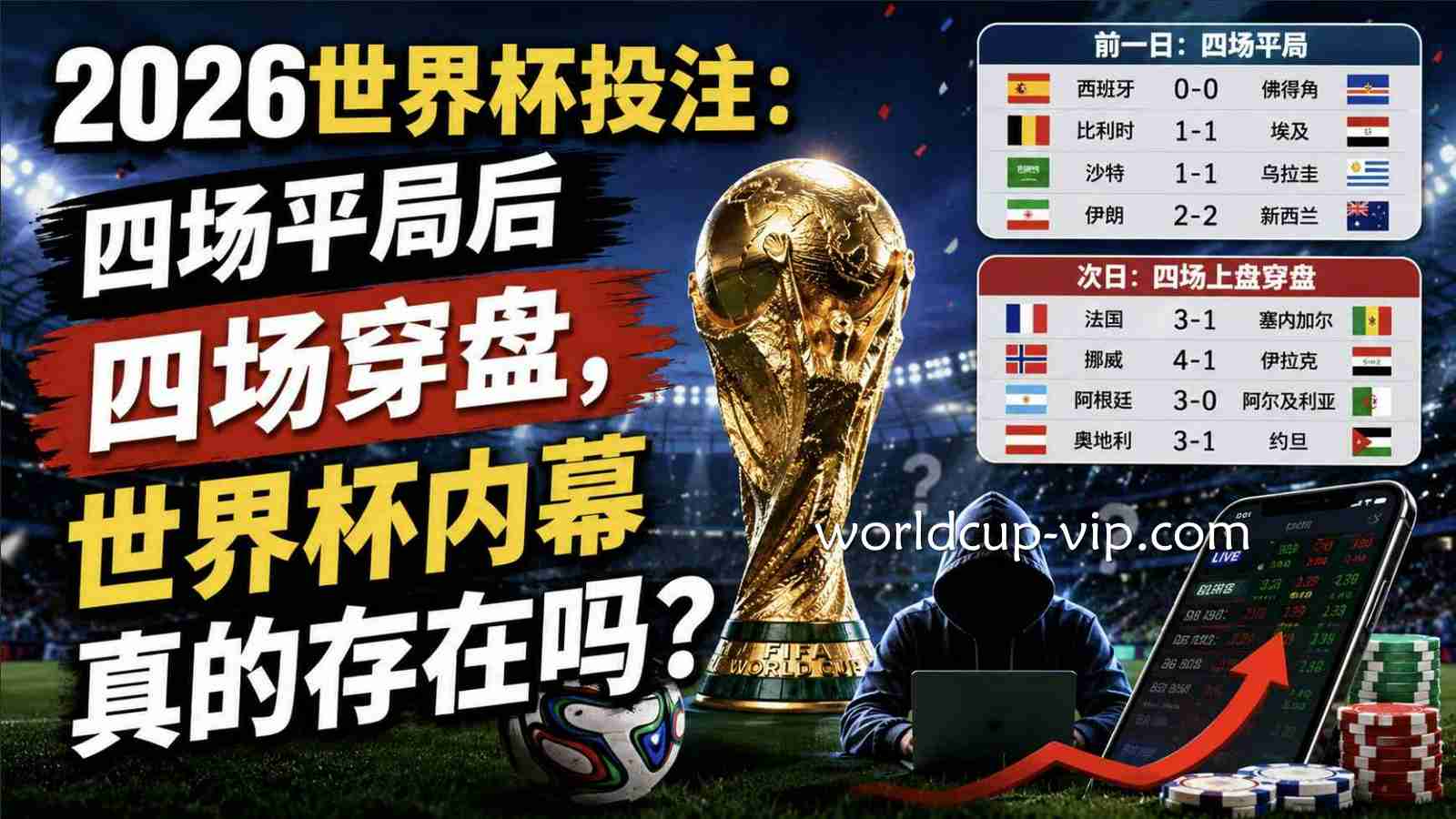 2026世界杯投注：四场平局后四场穿盘，世界杯内幕真的存在吗？